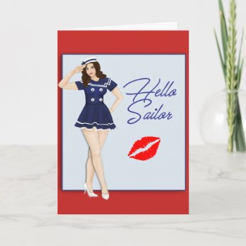 Hello Sailor Pinup Girl Card by hkimbrell at Zazzle