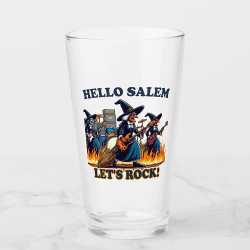 Hello Salem Massachusetts Witch Rock Band Glass
