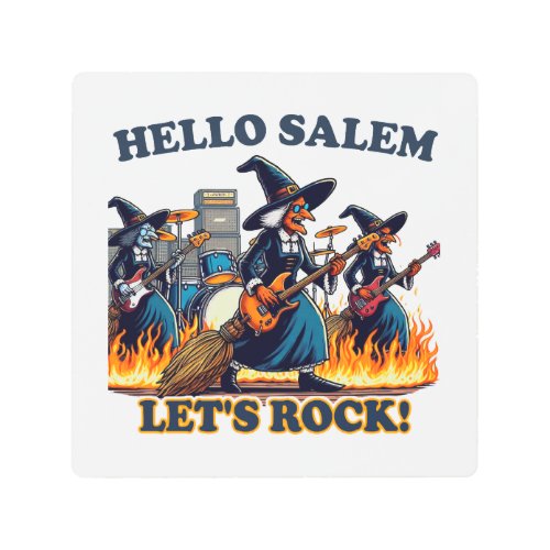 Hello Salem Massachusetts Witch Rock Band Metal Print