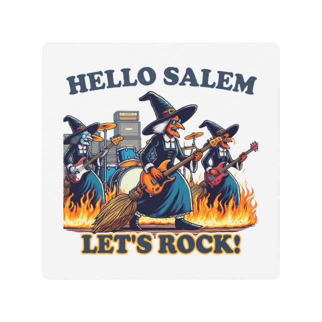 Hello Salem Massachusetts Witch Rock Band Metal Print (Front)