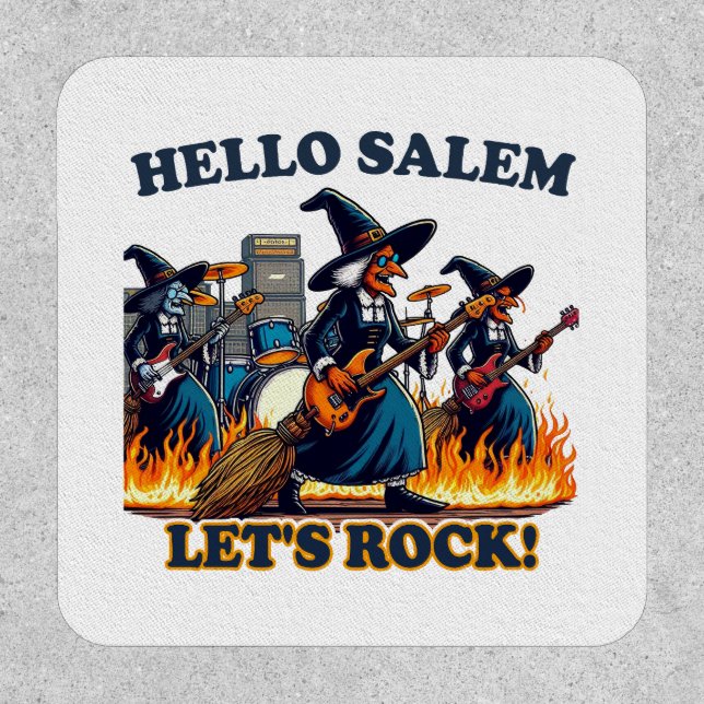 Hello Salem Massachusetts Witch Rock Band Patch (Front)