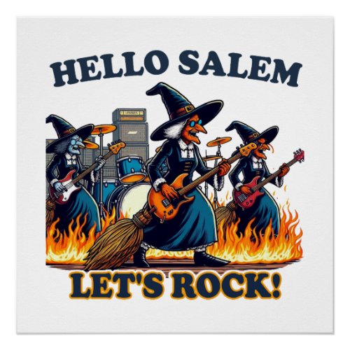 Hello Salem Massachusetts Witch Rock Band Poster