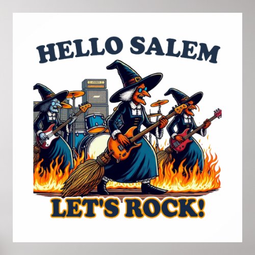Hello Salem Massachusetts Witch Rock Band Poster
