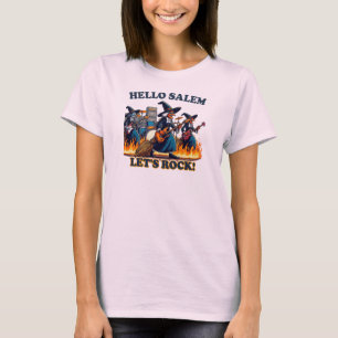 Hello Salem Massachusetts Witch Rock Band T-Shirt