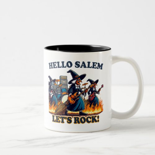 Hello Salem Massachusetts Witch Rock Band Two_Tone Coffee Mug
