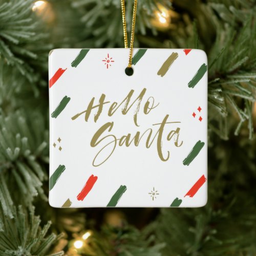 Hello Santa Photo Christmas Tree Ceramic Ornament