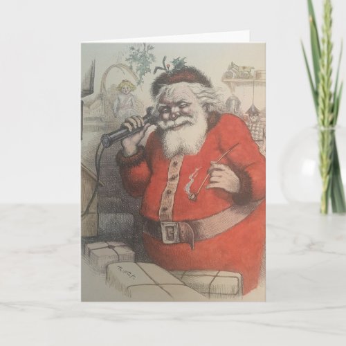 Hello Santa  Vintage Harpers Newspaper 1800s Holiday Card