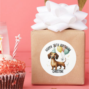 hello sausage dog dachshund dog lover birthday classic round sticker