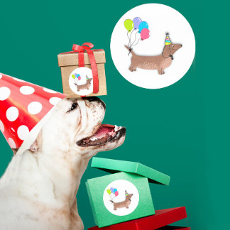 hello sausage dog dachshund dog lover birthday classic round sticker