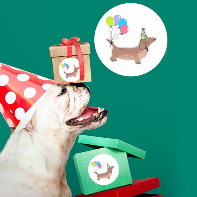 hello sausage dog dachshund dog lover birthday classic round sticker (Creator Uploaded)