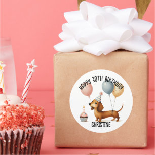 hello sausage dog dachshund dog lover birthday classic round sticker