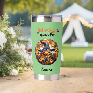 Hello Scary Hallowe'en Pumpkin Insulated Tumbler