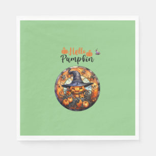 Hello Scary Hallowe'en Pumpkin Napkins