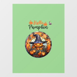 Hello Scary Hallowe'en Pumpkin Window Cling