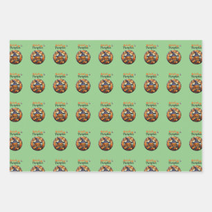 Hello Scary Hallowe'en Pumpkin Wrapping Paper Sheets