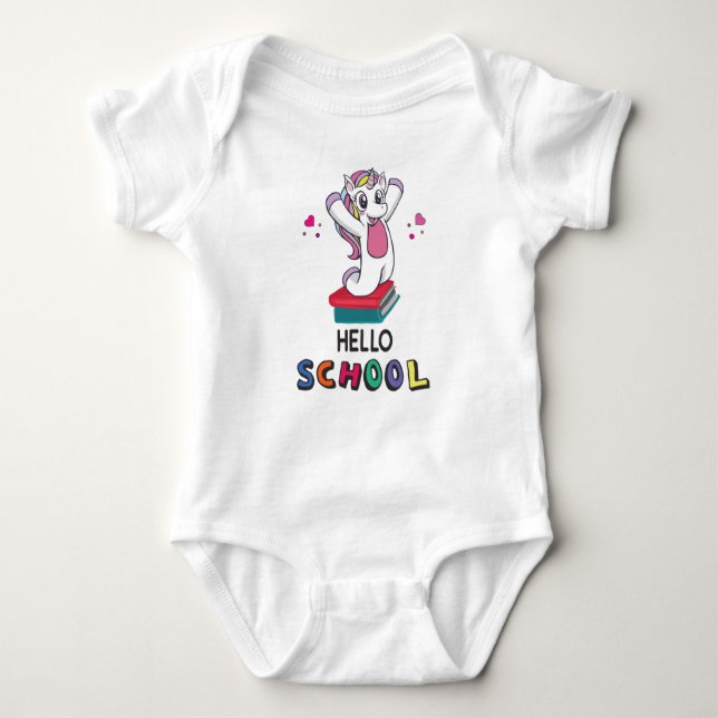 Hello School Baby Bodysuit (Front)
