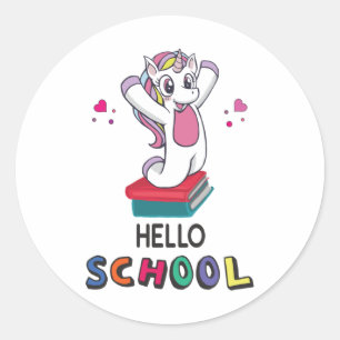 Hello School Classic Round Sticker