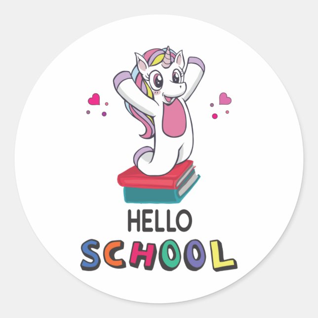 Hello School Classic Round Sticker (Front)
