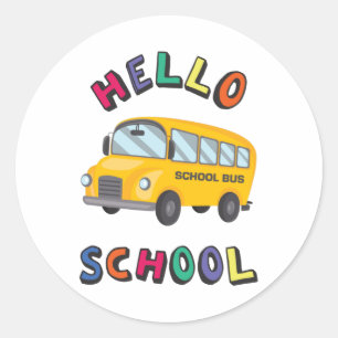Hello School Classic Round Sticker