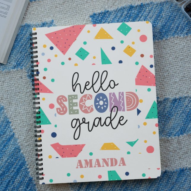 Hello school Grade colorful geometric custom name Notebook (Hello school Grade colorful geometric custom name Notebook)