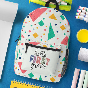 Hello school Grade colorful geometric Printed Backpack
