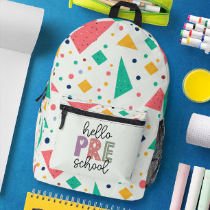 Hello school Grade colorful geometric Printed Backpack