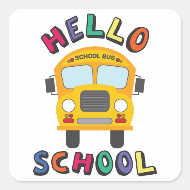 Hello School Square Sticker (Front)