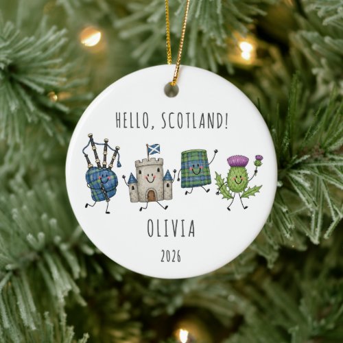 Hello Scotland Personalized Travel Ornament