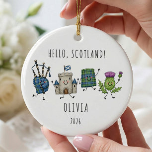 Hello Scotland Personalized Travel Ornament