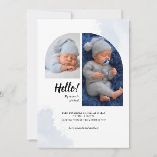 Hello Script 2 Photos Arch Baby Birth Announcement