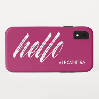 Hello Script and Your Name on Magenta iPhone XR Case
