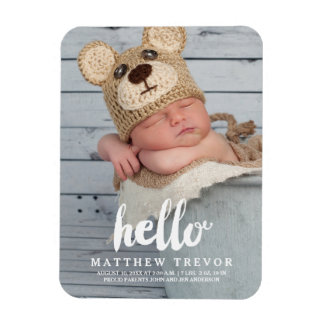 Hello Script | Baby Birth Announcement Magnet