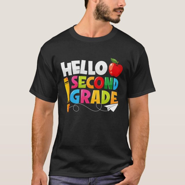 Hello Second Grade  2nd Grade Back To School Kids T-Shirt (Front)