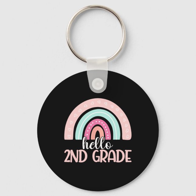 Hello Second Grade Back To School 2nd Grade Teache Keychain (Front)