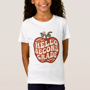 Hello Second Grade Back To School Apple Art T-Shirt