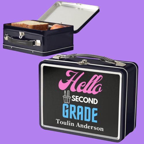 Hello Second Grade Back To School Metal Lunch Box