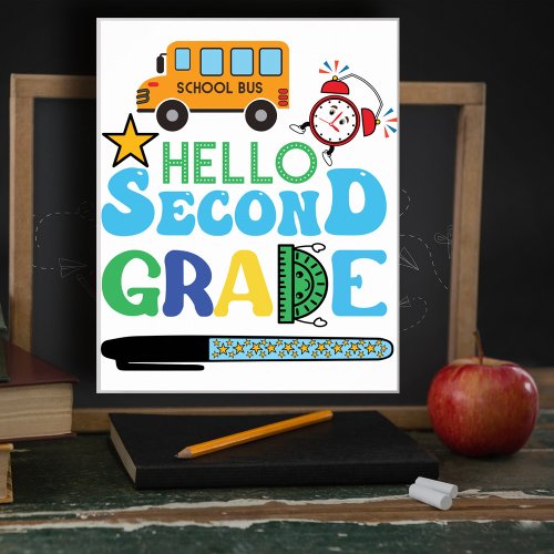 Hello Second Grade Back to School Poster