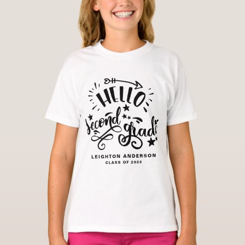 Hello Second Grade  Black First Grade Graduation T_Shirt