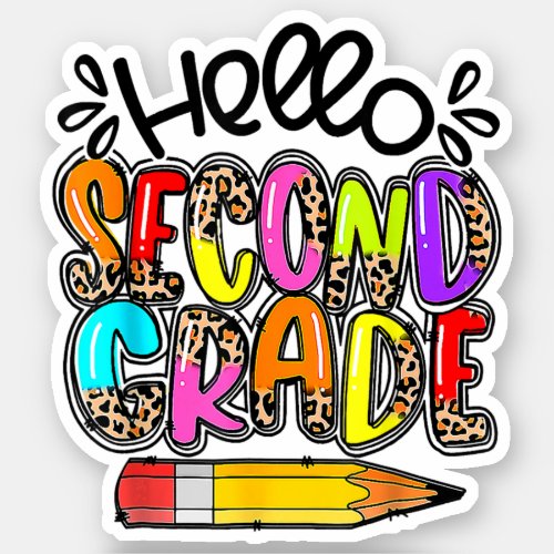 Hello Second Grade Boho Leopard Back To School Sticker