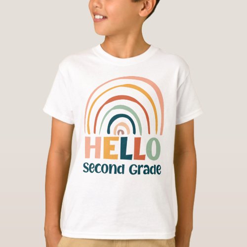 Hello Second Grade boho rainbow school colorful T_Shirt