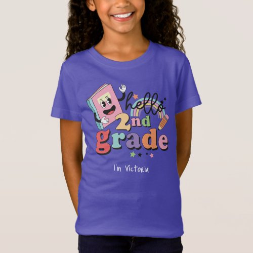 Hello Second Grade Colorful Elementary School T_Shirt