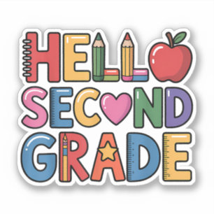 Hello Second Grade Cute Back to School Sticker