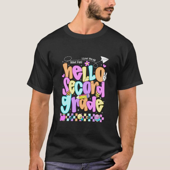 Hello Second Grade First Day of Back To School Tea T-Shirt (Front)
