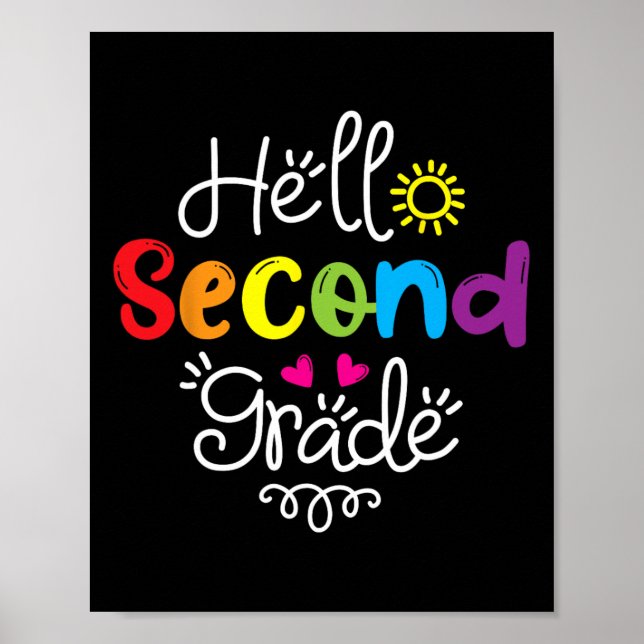 Hello Second Grade  Fun 2nd Grade Back to School G Poster (Front)