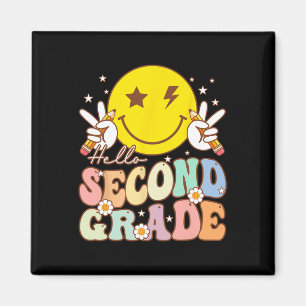 Hello Second Grade Fun Smile Face 2nd Grade Back T Magnet