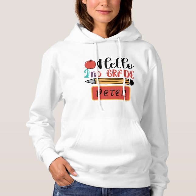 Hello Second Grade Personalized Back to School Fun Hoodie (Front)