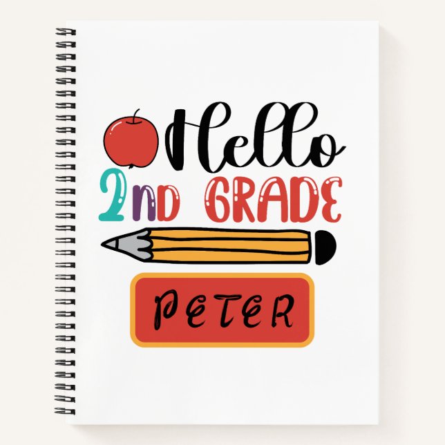 Hello Second Grade Personalized Back to School Fun Notebook (Front)