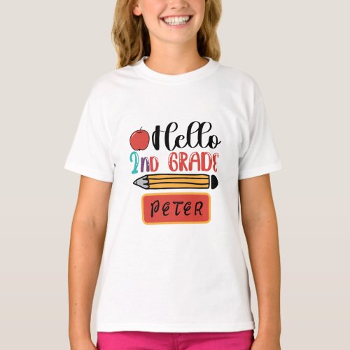 Hello Second Grade Personalized Back to School Fun T_Shirt