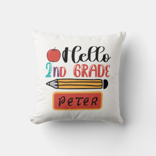 Hello Second Grade Personalized Back to School Fun Throw Pillow