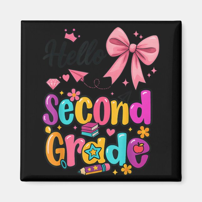 Hello Second Grade Preppy Back To School Boy Girl  Magnet (Front)